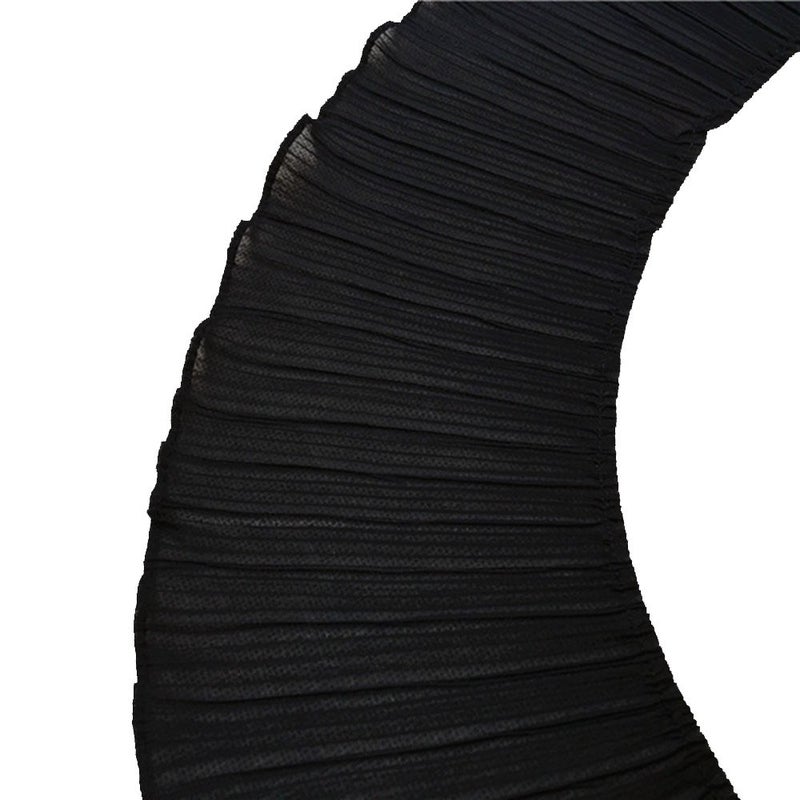 Zthread Wide Ruffled Lace Trims Chiffon Fabric Pleated Lac Trims for Garment Extender and Craft Sewing 6-1/2" Wide 2 Yards/Lot (Black) - Image 1